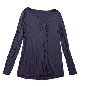 Maternity Twisted Knot Front Long Sleeve Top Dark Purple Eggplant Size M